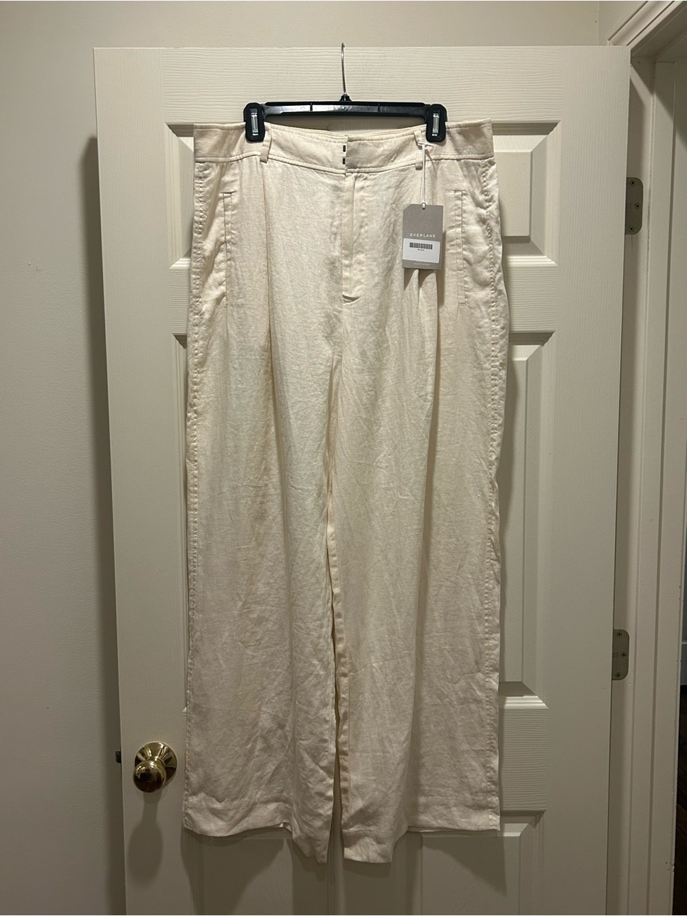 Everlane Way High drape Cream Linen-Blend Wide Leg Trousers